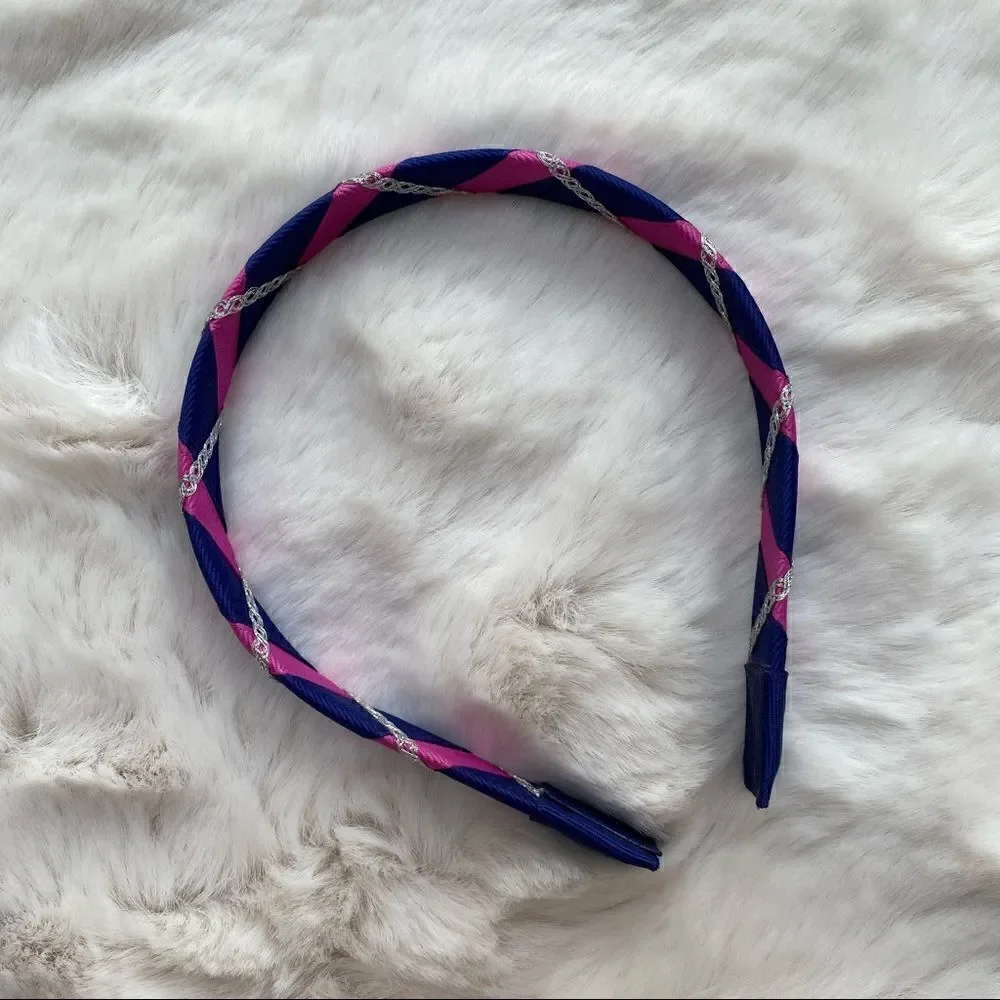 Crewcuts Headband Navy Blue Magenta Pink & Silver Girl’s